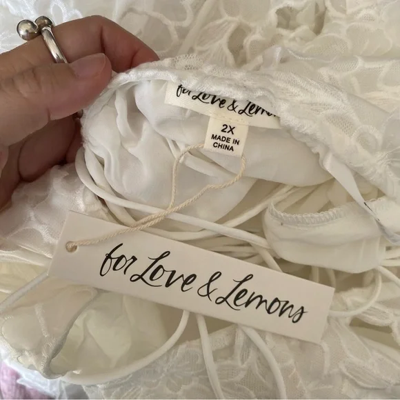 $230 NWT White For Love And Lemons “Leighton” Mini Dress Sz 2X - Picture 3 of 12